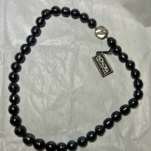 Pearls necklace 18” long of (10mm) Honora Ringed Freshwater Cultured, 925 China,